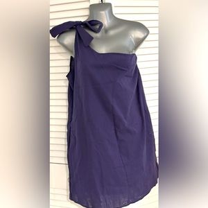 Amasoo size large one shoulder linen blend dress with pockets